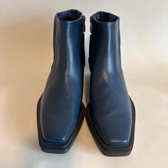 Franco Sarto  womens Forta Blue faux leather square wester moto ankle boots 8.5 - Picture 3 of 11